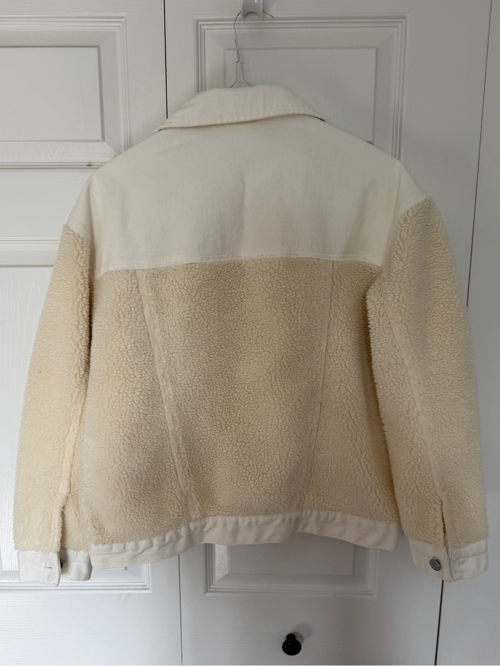 PacSun Cream Sherpa Jean Jacket with Canvas Yoke - Picture 2 of 3